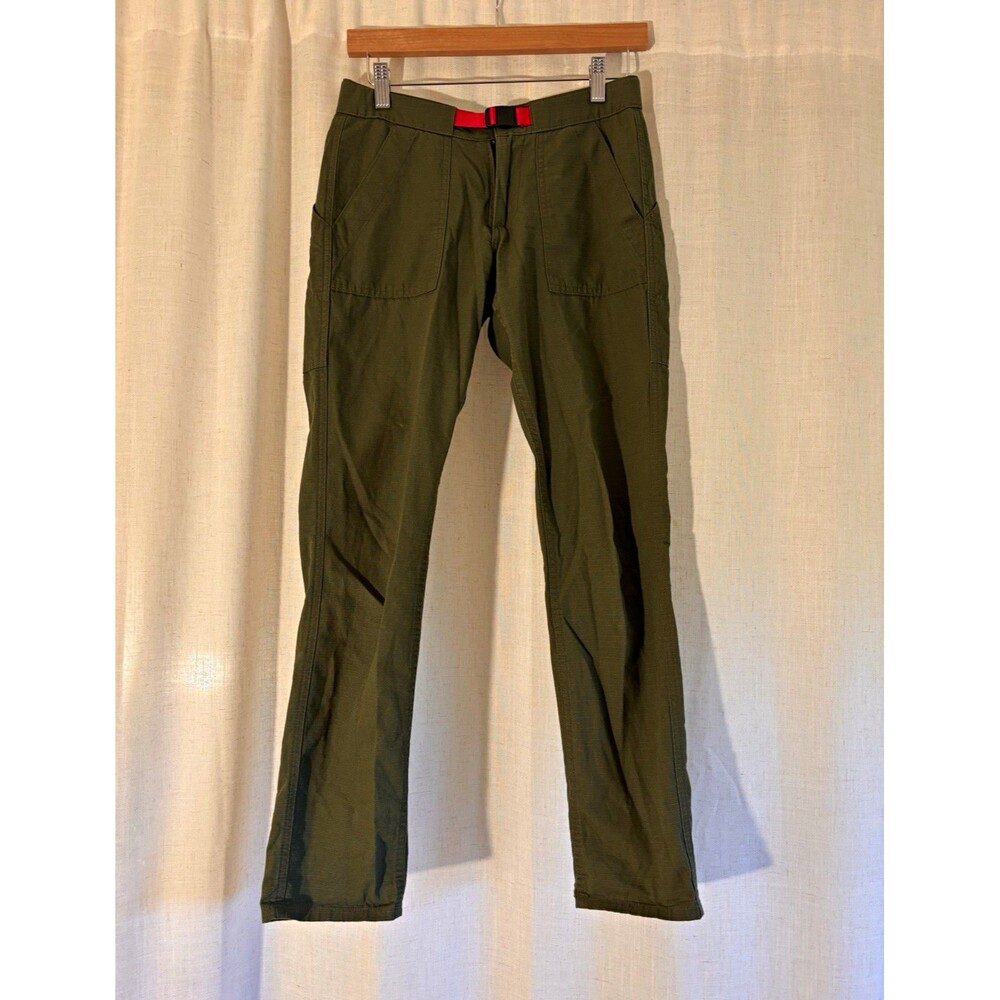 Topo Designs Green Hiking Climbing Ripstop Pants 32W Buckle Zip Pockets, XS